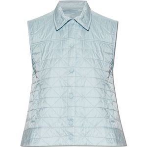 Moncler, Jassen, Dames, Blauw, XS, Leer, Gewatteerde vest Vayres