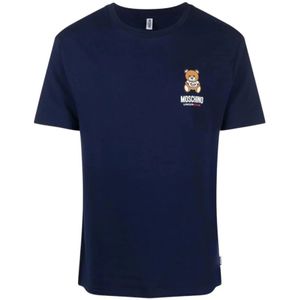 Moschino, Tops, Heren, Blauw, XS, Teddy Bear Print Navy Blue T-shirt