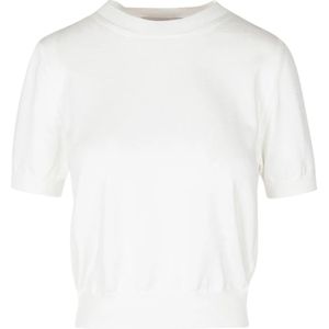 Daniele Fiesoli, Truien, Dames, Wit, M, Katoen, Katoenen T-shirt met Ribdetails