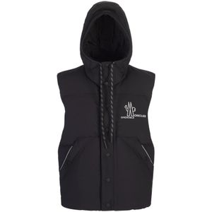 Moncler, Jassen, Heren, Zwart, M, Nylon, Zwarte Gewatteerde Gilet Baldy