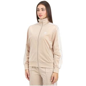 Adidas Originals, Sweatshirts & Hoodies, Dames, Beige, S, Polyester, Klassieke Losse Firebird Rits Sweater