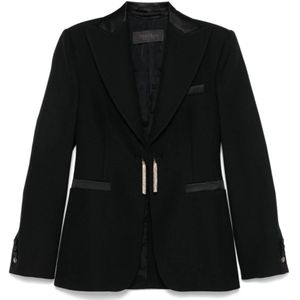 Max Mara, Jassen, Dames, Zwart, M, Wol, Elegante wollen single-breasted jas