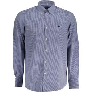 Harmont & Blaine, Overhemden, Heren, Blauw, S, Katoen, Blauw geruite overhemd met lange mouwen