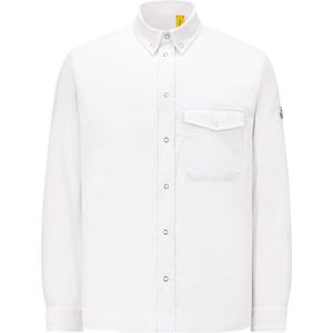 Moncler, Overhemden, Heren, Wit, M, Katoen, Witte Overhemd met Metalen Knopen