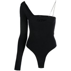 Gcds, Tops, Dames, Zwart, M, Bling one-shoulder zwart body