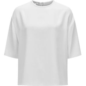 Vince, Tops, Dames, Wit, M, Polyester, Witte Crepe Blouse Ronde Hals Korte Mouwen