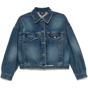 A.p.c., Jassen, Dames, Blauw, S, Denim, Boxy Denim Jas