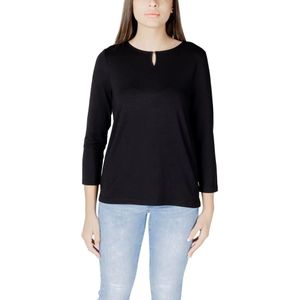 Street One, Tops, Dames, Zwart, M, Zwart Viscose Longsleeve T-shirt