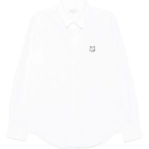 Maison Kitsuné, Overhemden, Heren, Wit, XL, Katoen, Contour Fox Head Skate Shirt