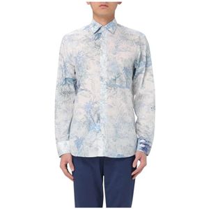 Etro, Overhemden, Heren, Blauw, XL, Katoen, Tropisch Katoenen Overhemd voor Moderne Man