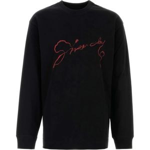 Givenchy, Sweatshirts & Hoodies, Heren, Zwart, M, Katoen, Zwart Kandelaar Slang Print Katoenen T-shirt