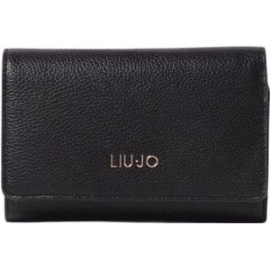 Liu Jo, Accessoires, Dames, Zwart, ONE Size, Leer, Zwarte leren drievoudige portemonnee