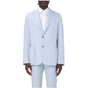 Paul Smith, Jassen, Heren, Blauw, M, Linnen, Beige Linnen Pak Blazer