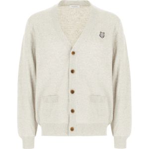 Maison Kitsuné, Truien, Heren, Grijs, 2Xl, Wol, Bold Fox Head Patch Regular Cardigan