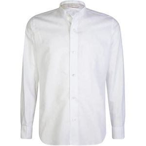 Eleventy, Overhemden, Heren, Wit, 2Xl, Katoen, Shirt met Mandarijnkraag