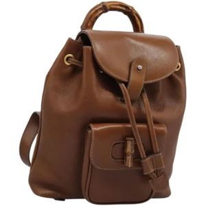 Gucci Vintage, Pre-owned, Dames, Bruin, ONE Size, Leer, Pre-owned Leather backpacks