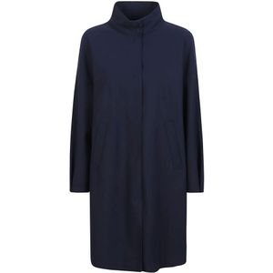 Herno, Mantels, Dames, Blauw, L, Blauwe Jassen met Polyamide en Elastaan