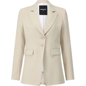 Patrizia Pepe, Jassen, Dames, Beige, L, Leer, Logo Cuff Fitted Blazer