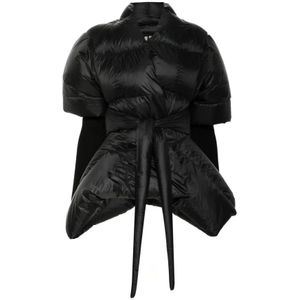 Rick Owens, Jassen, Dames, Zwart, M, Nylon, Zwarte Batwing Puffer Donsjas