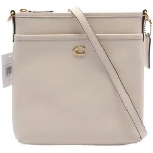 Coach Pre-owned, Pre-owned, Dames, Beige, ONE Size, Tweedehands leren schoudertassen
