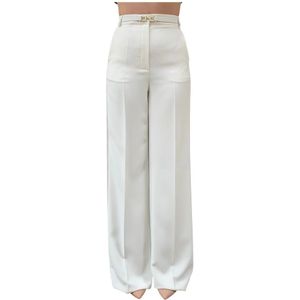 Elisabetta Franchi, Broeken, Dames, Wit, L, Broek met Riem