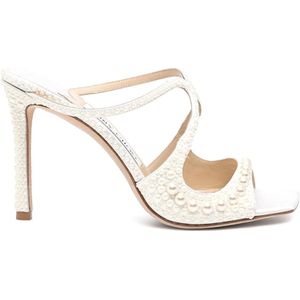 Jimmy Choo, Schoenen, Dames, Wit, 40 EU, Leer, Stijlvolle Sandalen voor Vrouwen