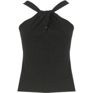 D.Exterior, Tops, Dames, Zwart, XS, Zwarte Lurex Top met Schouderbandjes