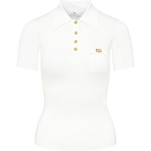 Elisabetta Franchi, Tops, Dames, Wit, L, Ivory Knit Top