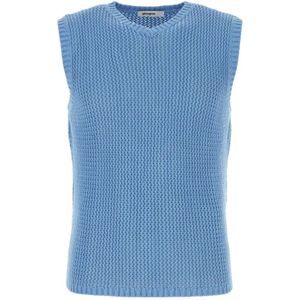 Gimaguas, Truien, Heren, Blauw, M, Katoen, Cerulean Blauw Katoenen Vest