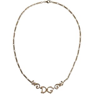 Dolce & Gabbana, Accessoires, Dames, Geel, ONE Size, Goudkleurige Logo Statement Ketting