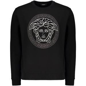 Versace, Sweatshirts & Hoodies, Heren, Zwart, L, Katoen, Katoenen sweatshirt met logodetail