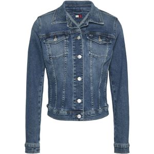 Tommy Jeans, Jassen, Dames, Blauw, L, Denim, Blauwe Denim Jack Lange Mouw Knoopsluiting