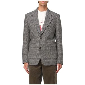 Golden Goose, Jassen, Heren, Grijs, S, Wol, Klassieke Fit Geruite Blazer Mannen Grijs