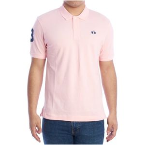 La Martina, Tops, Heren, Roze, 3Xl, Polo Shirt met Korte Mouwen en Iconisch Borduursel