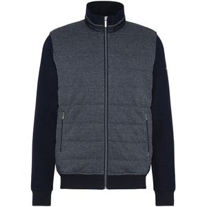 Bugatti, Sweatshirts & Hoodies, Heren, Blauw, L, Katoen, Donkerblauwe Vest met Opstaande Kraag