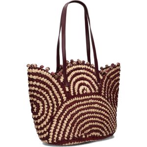 Vanessa Bruno, Tassen, Dames, Rood, ONE Size, Jute, Rode Raffia Schoudertas Panier