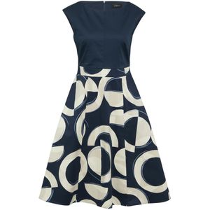 s.Oliver, Kleedjes, Dames, Blauw, M, Katoen, Uitlopende jurk van katoenmix