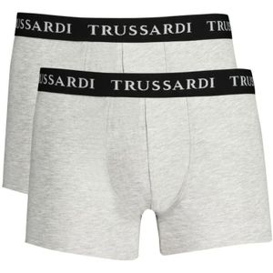 Trussardi, Ondergoed, Heren, Grijs, M, Katoen, Grijze Katoenen Ondergoed Boxershorts