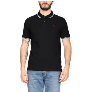 Peuterey, Tops, Heren, Zwart, 3Xl, Katoen, Zwarte Poloshirt met Geborduurd Logo
