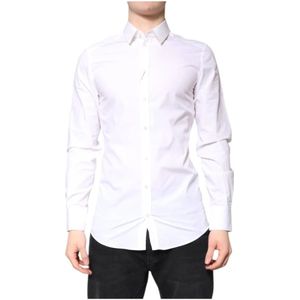 Dolce & Gabbana, Overhemden, Heren, Wit, M, Katoen, Elegante Gouden Formele Overhemd