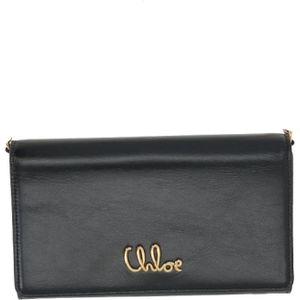 Chloé, Accessoires, Dames, Zwart, ONE Size, Leer, Wallet On Chain Iconic