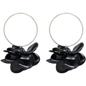 Malababa, Accessoires, Dames, Zwart, ONE Size, Zilveren Bloem Oorbellen