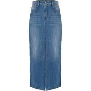 Kocca, Rokken, Dames, Blauw, W32, Denim, Denim Pencil Rok met Zakken