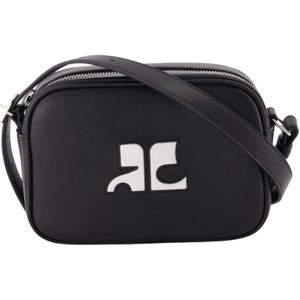 Courrèges, Tassen, Dames, Zwart, ONE Size, Leer, Reedition Camera Bag