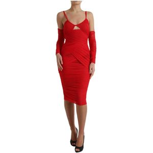 Dolce & Gabbana, Kleedjes, Dames, Rood, S, Nylon, Midi Kleedjes