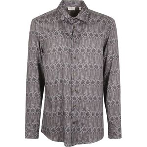 Etro, Overhemden, Heren, Grijs, M, Roma Shirt