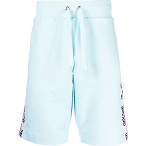 Moschino, Korte broeken, Heren, Blauw, L, Katoen, Casual Blauwe Katoen Elastaan Shorts
