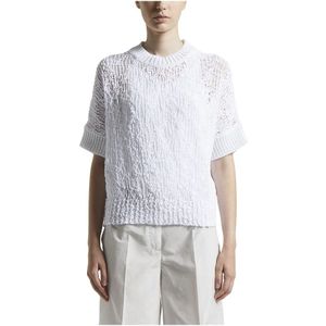 Peserico, Truien, Dames, Wit, 3Xs, Katoen, Katoenen tricot jersey