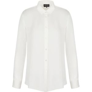 Giorgio Armani, Blouses & Shirts, Dames, Wit, L, Zijden Klassieke Kraag Knoopshirt
