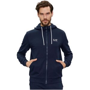 Emporio Armani Ea7, Sweatshirts & Hoodies, Heren, Blauw, XL, Katoen, Cotton Zip Sweatshirt - Regular Fit